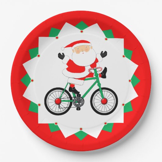 Christmas Biking Holiday Cycling Party Papieren Bordje (Voorkant)