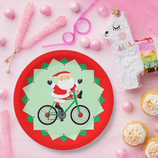 Christmas Biking Holiday Cycling Party Papieren Bordje (Feest)