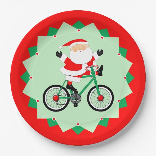 Christmas Biking Holiday Cycling Party Papieren Bordje (Voorkant)