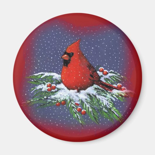 CHRISTMAS BIRD: CARDINAL: ART MAGNEET (Voorkant)