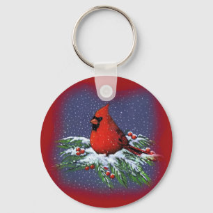 CHRISTMAS BIRD: CARDINAL: ART SLEUTELHANGER