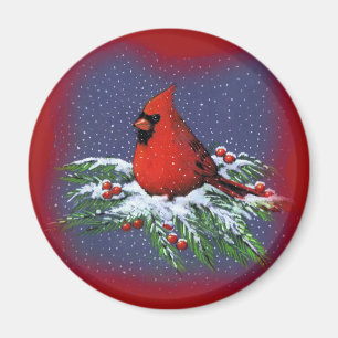 CHRISTMAS BIRD: CARDINAL: KUNST MAGNEET