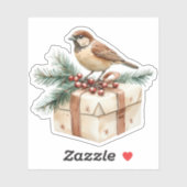 Christmas Bird Custom-Cut Vinyl Sticker (Vel)