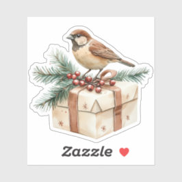 Christmas Bird Custom-Cut Vinyl Sticker