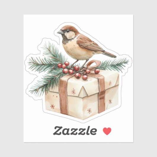 Christmas Bird Custom-Cut Vinyl Sticker (Vel)