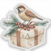 Christmas Bird Custom-Cut Vinyl Sticker (Voorkant)