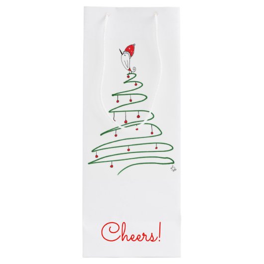 Christmas Bird Gift Bag Wijn Cadeautas (Achterkant)
