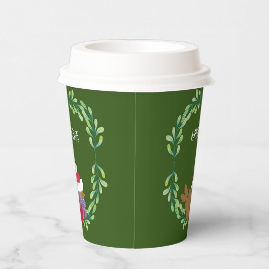Christmas Bird On A Branch Paper cup Papieren Bekers (Rechts)