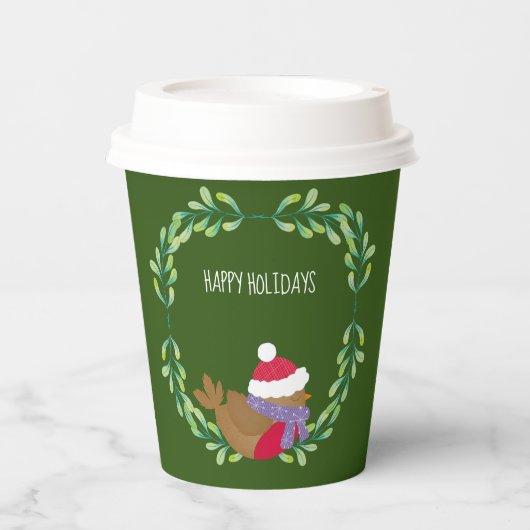 Christmas Bird On A Branch Paper cup Papieren Bekers (Voorkant)