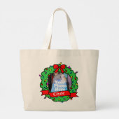 Christmas Bird Photo Wreath Grote Tote Bag (Achterkant)
