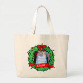 Christmas Bird Photo Wreath Grote Tote Bag (Voorkant)