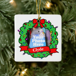 Christmas Bird Photo Wreath Keramisch Ornament