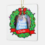 Christmas Bird Photo Wreath Keramisch Ornament (Links)