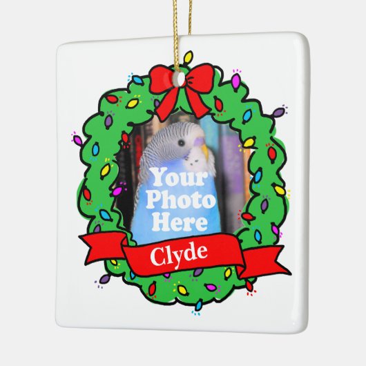 Christmas Bird Photo Wreath Keramisch Ornament (Links)