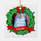 Christmas Bird Photo Wreath Keramisch Ornament (Achterkant)