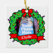 Christmas Bird Photo Wreath Keramisch Ornament (Voorkant)
