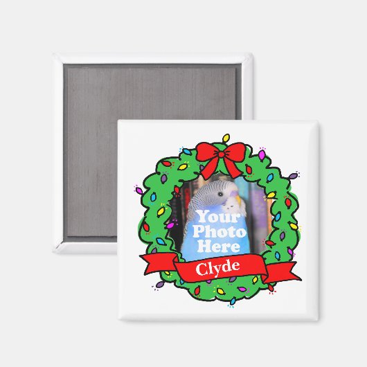 Christmas Bird Photo Wreath Magneet (Voorkant / Achterkant)