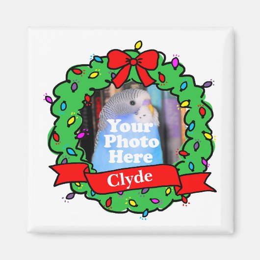 Christmas Bird Photo Wreath Magneet (Voorkant)