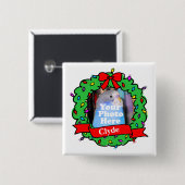 Christmas Bird Photo Wreath Vierkante Button 5,1 Cm (Voorkant /achterkant)