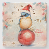 Christmas Bird Stone Onderzetter (Voorkant)