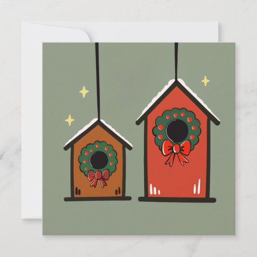 Christmas Birdhouse – Cozy Minimal Design Kaart (Voorkant)