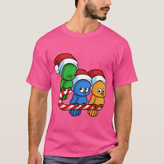 Christmas Birds Candy Cane vrienden T-shirt (Voorkant)