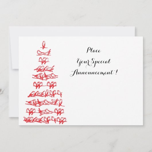 CHRISTMAS BIRDS TREE EN LADY Black White Red Kaart (Achterkant)
