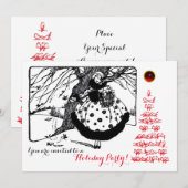 CHRISTMAS BIRDS TREE EN LADY Black White Red Kaart (Voorkant / Achterkant)
