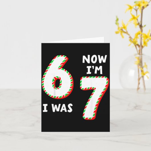 Christmas Birthday 6 To 7 Age Upgrade Candy 67 Mem Kaart (Gele Bloem)