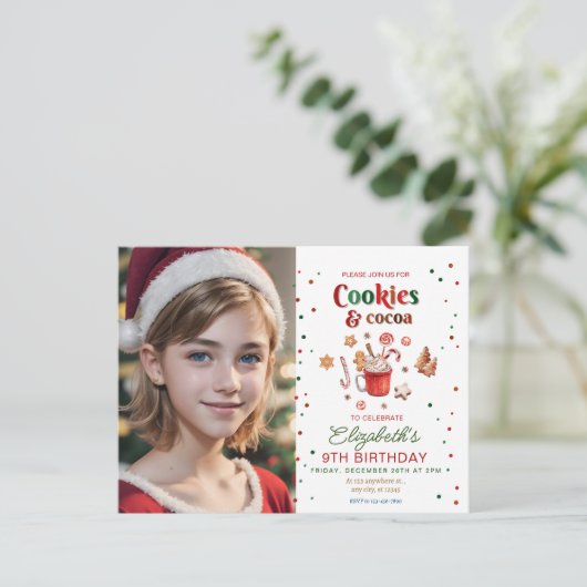 Christmas birthday cookies and cocoa Festive Briefkaart (Staand voorkant)