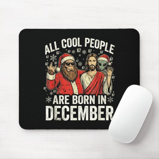 Christmas Birthday Humor Funny Jesus Born In Decem Muismat (Met muis)
