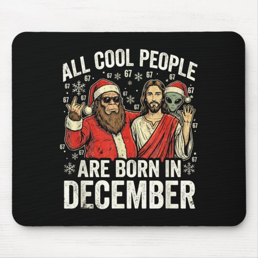 Christmas Birthday Humor Funny Jesus Born In Decem Muismat (Voorkant)