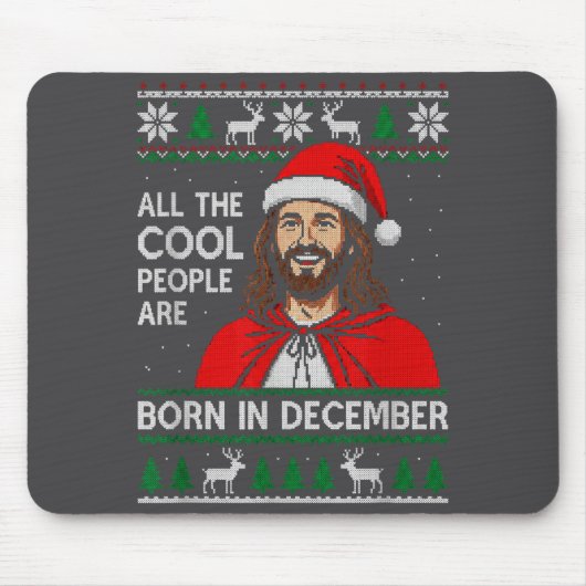 Christmas Birthday Humor Funny Jesus Born In Decem Muismat (Voorkant)