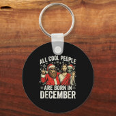 Christmas Birthday Humor Funny Jesus Born In Decem Sleutelhanger (Voorkant)