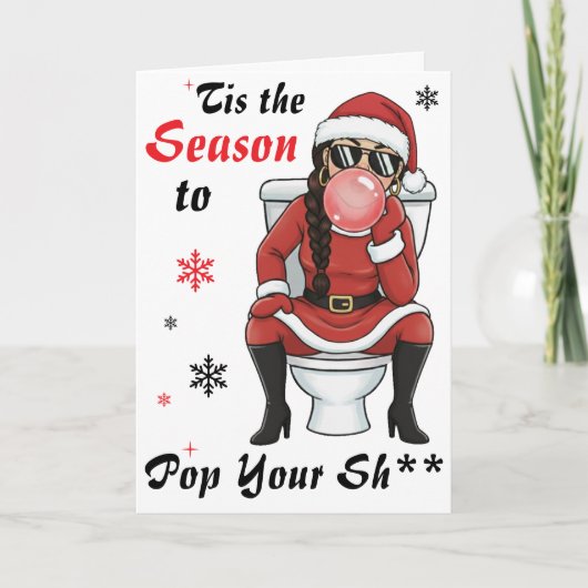 Christmas Birthday Mrs Santa Claus Bubblegum Funny Kaart (Voorkant)