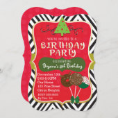 Christmas BIRTHDAY PARTY Cake poppen Uitnodigingen (Voorkant / Achterkant)