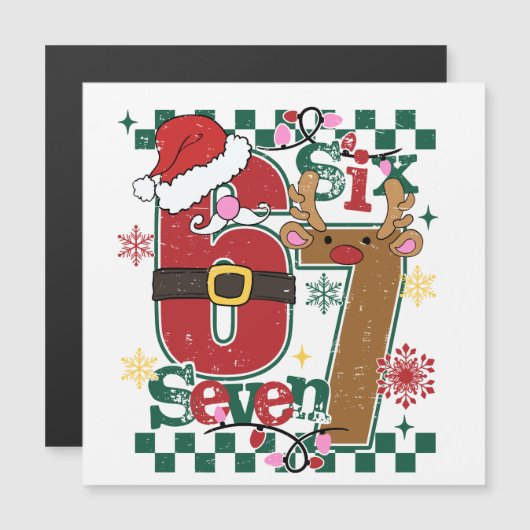 Christmas Birthday Shirt 6 and 7 Years Old | Funny Magnetische Uitnodiging (Voorkant / Achterkant)