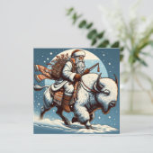 Christmas Bison Buffalo Santa Claus Holiday Kaart (Staand voorkant)