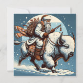 Christmas Bison Buffalo Santa Claus Holiday Kaart (Voorkant)