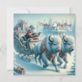Christmas Bison Buffalo Santa Claus Holiday Kaart (Voorkant)