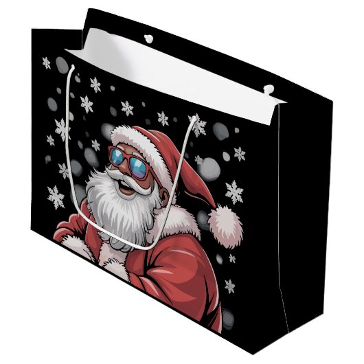Christmas Black African American Santa Xmas  Groot Cadeauzakje (Voorkant Gekanteld)