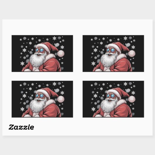 Christmas Black African American Santa Xmas  Rechthoekige Sticker (Vel)