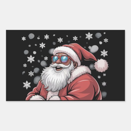 Christmas Black African American Santa Xmas  Rechthoekige Sticker (Voorkant)