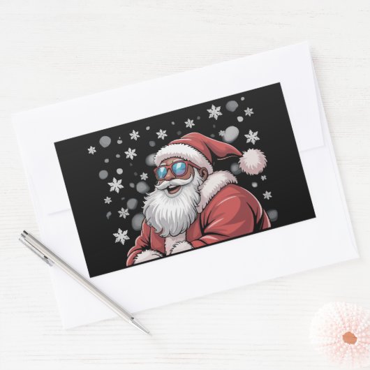 Christmas Black African American Santa Xmas  Rechthoekige Sticker (Envelop)