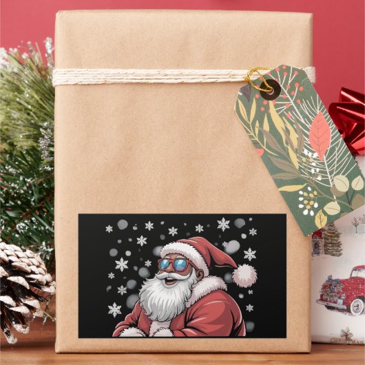 Christmas Black African American Santa Xmas  Rechthoekige Sticker (Feestdagen)