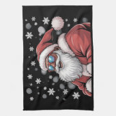 Christmas Black African American Santa Xmas  Theedoek (Verticaal)