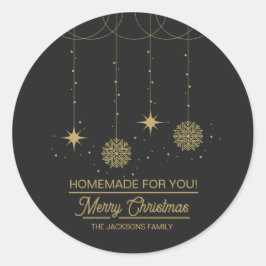 Christmas Black and Gold Homemade For You Ronde Sticker