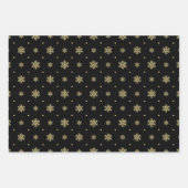 Christmas Black And Gold Snowflake Holly Pattern Inpakpapier Vel (Voorkant 3)