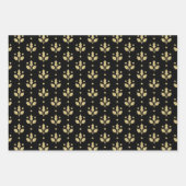 Christmas Black And Gold Snowflake Holly Pattern Inpakpapier Vel (Voorkant 2)