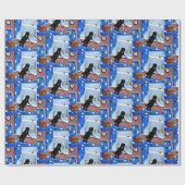 Christmas Black Cat Art Painting Cadeaupapier (Vlak)